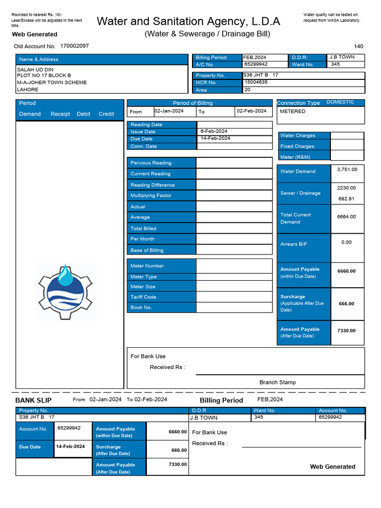 WASA Bill | PDF | Banks | Sanitation