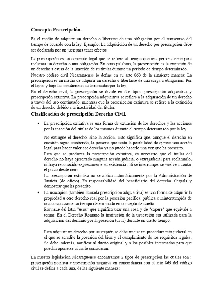 Prescripción y Caducidad en Derecho Civil | PDF | Estatuto de ...