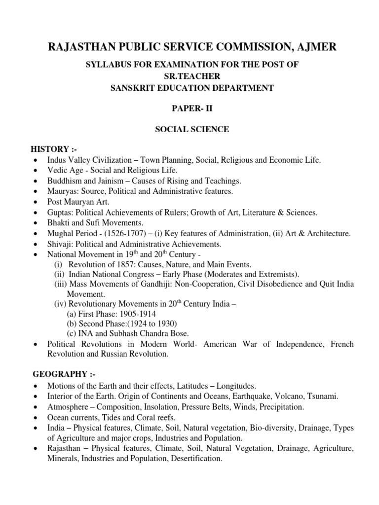 Rajasthan Public Service Commission, Ajmer | Download Free PDF ...