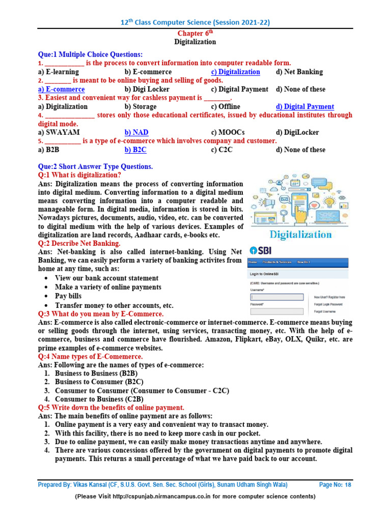 12th CS-E Ch6 2022-23 | Download Free PDF | E Commerce | Service Industries