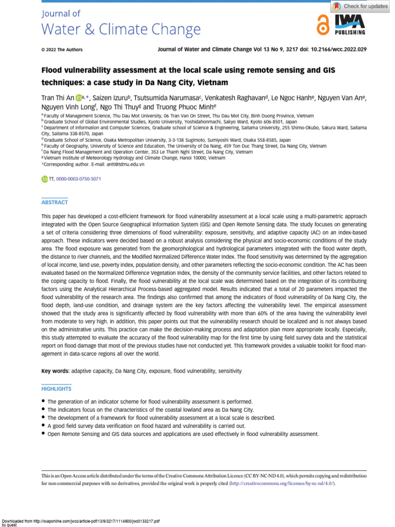 Flood Vulnerability Assessment At The Lo Pdf Flood Geographic