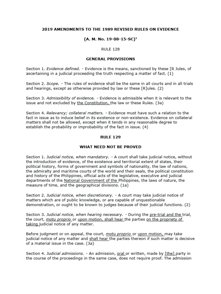2019 Amendments to the 1989 Revised Rules on Evidence Download Free PDF Burden Of Proof (Law
