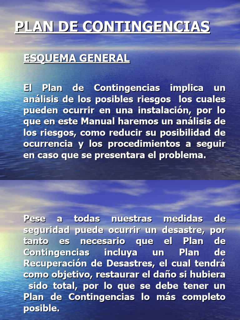 3 Plan de Contingencias | PDF | Ingeniería de confiabilidad | Contabilidad