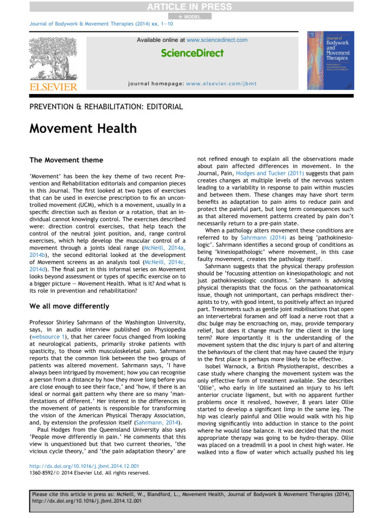 Movement Health in Rehabilitation Strategies | PDF | Physical Therapy ...