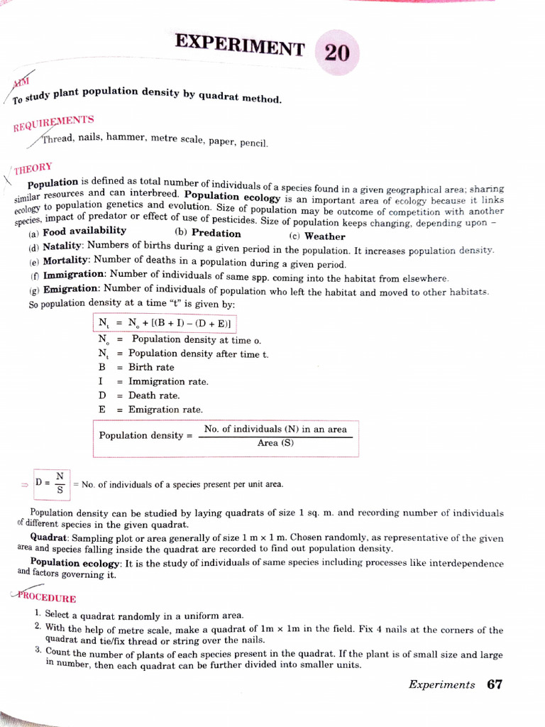 Quadrat Method for Plant Population Study | PDF | Meiosis | Mitosis
