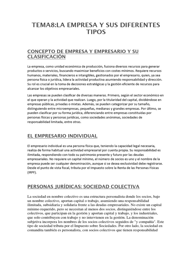 Tipos de Empresas y Empresarios | PDF | Business | Economias