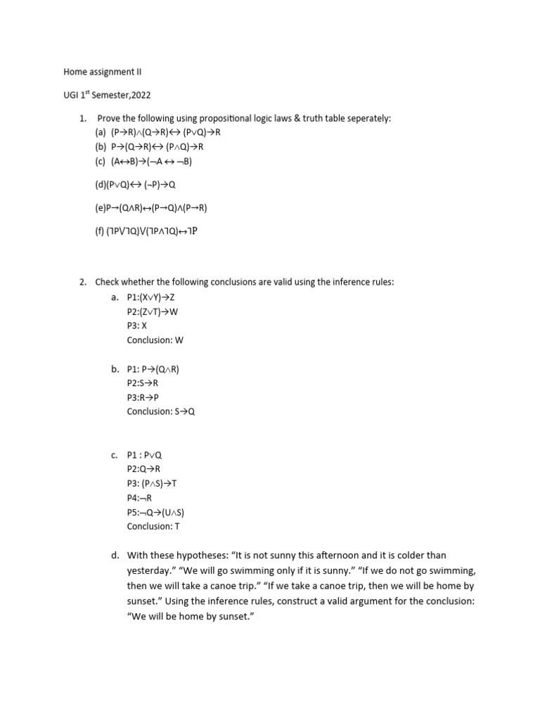 Home Assignment II | PDF | Argument | Logic
