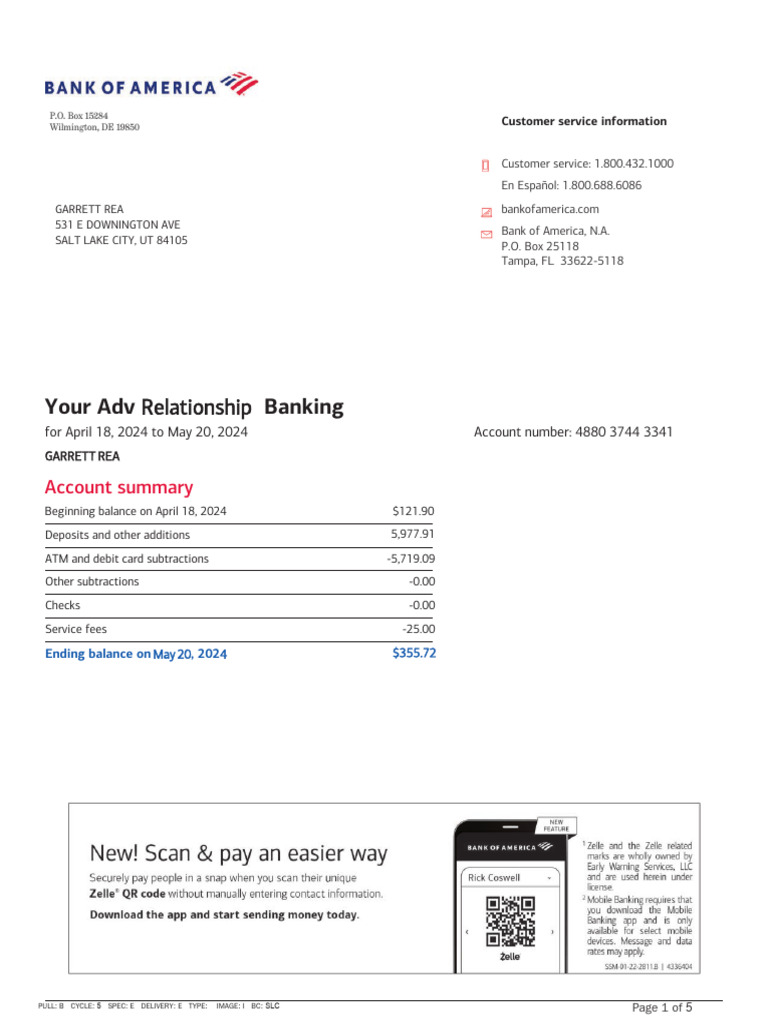Bank of america statement pdf deposit account banks