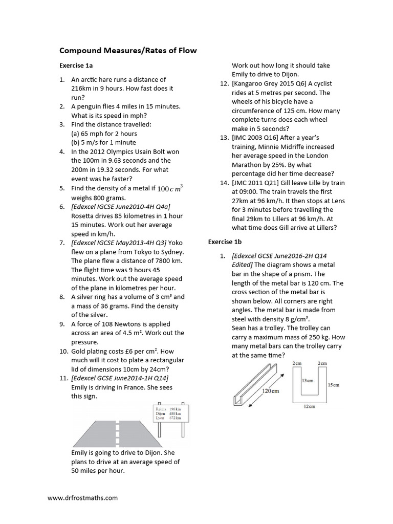 GCSE CompoundMeasuresRateOfFlow | PDF | Density | Volume