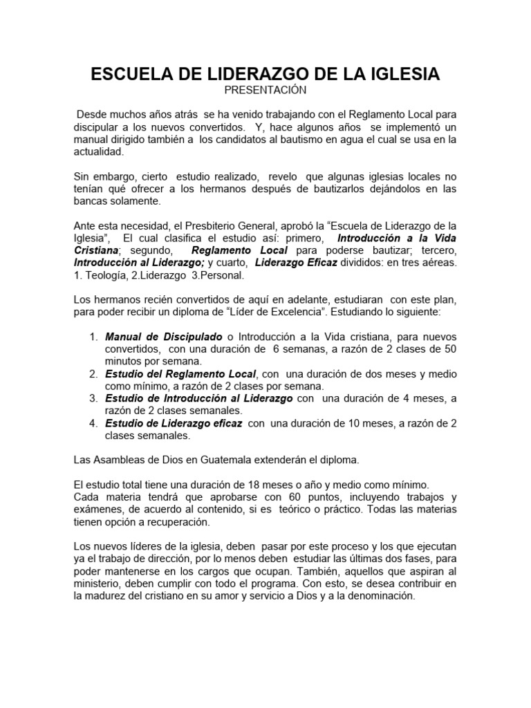Escuela de Liderazgo de La Iglesia | PDF | Cristo (título) | Fe