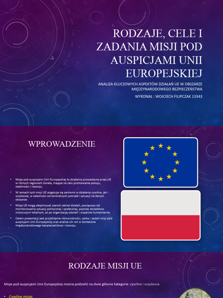 Cele, Misje i Zadania Pod Auspicjami Ue w.f 13343 | PDF