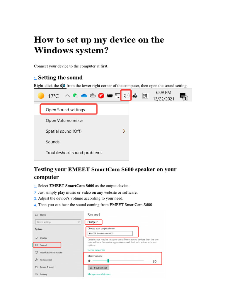 How to set up my device on the Windows system？ PDF