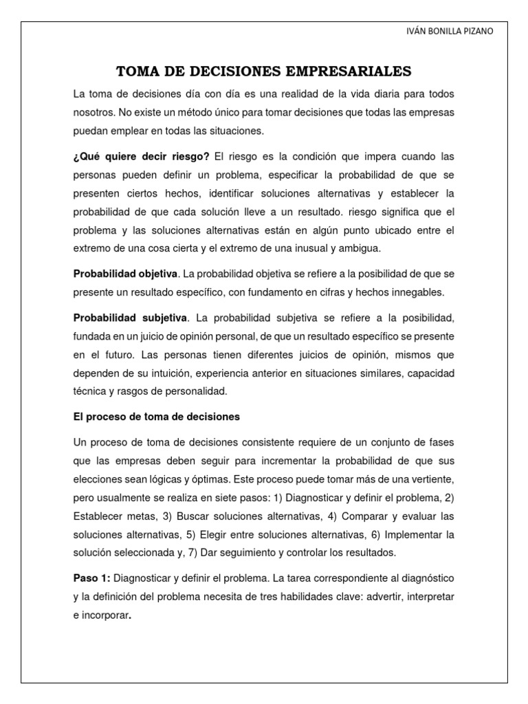 Estrategias para la Toma de Decisiones Empresariales | PDF | Toma de ...