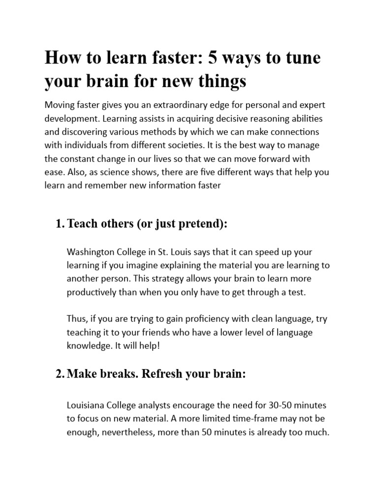 How to learn faster pdf psychology cognition