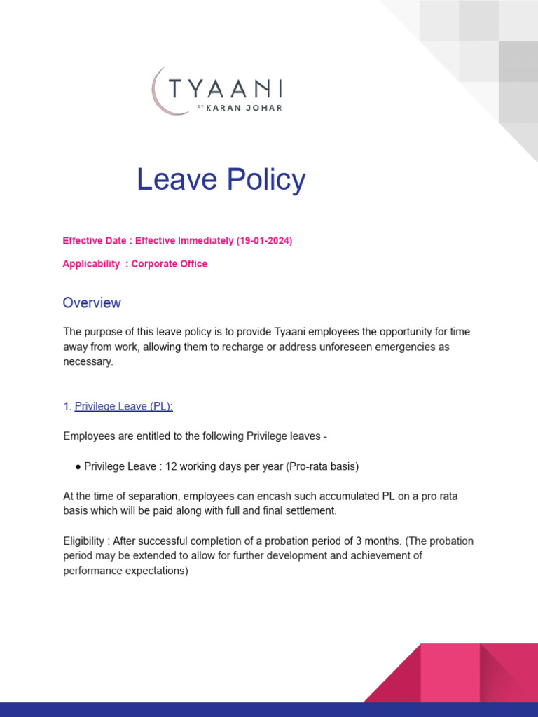 Leave Policy | PDF | Sick Leave | Parental Leave