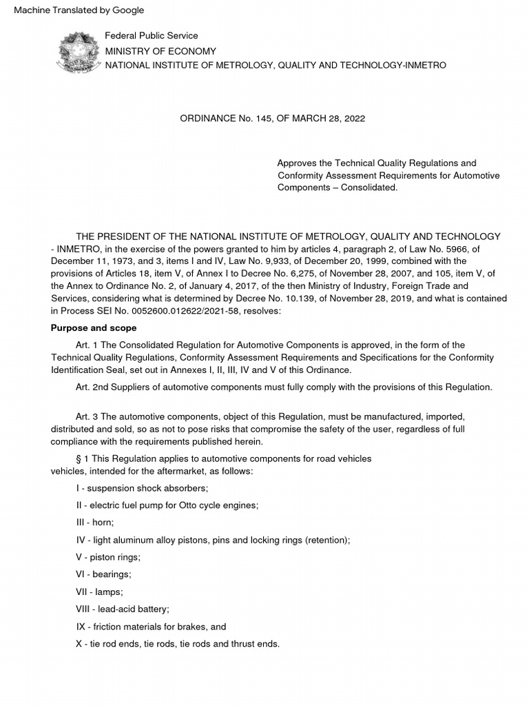 Automotive Component Regulations 2022 | PDF | Brake | Vehicles