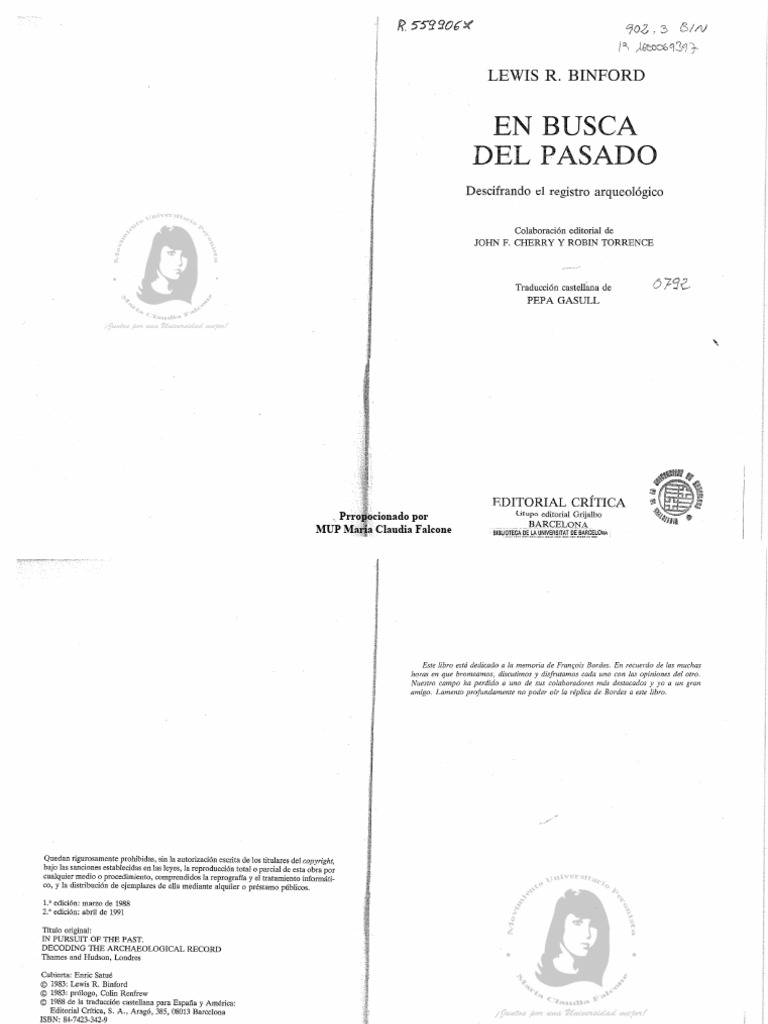 BINFORD, Lewis R. - en Busca Del Pasado - Descifrando El Registro ...