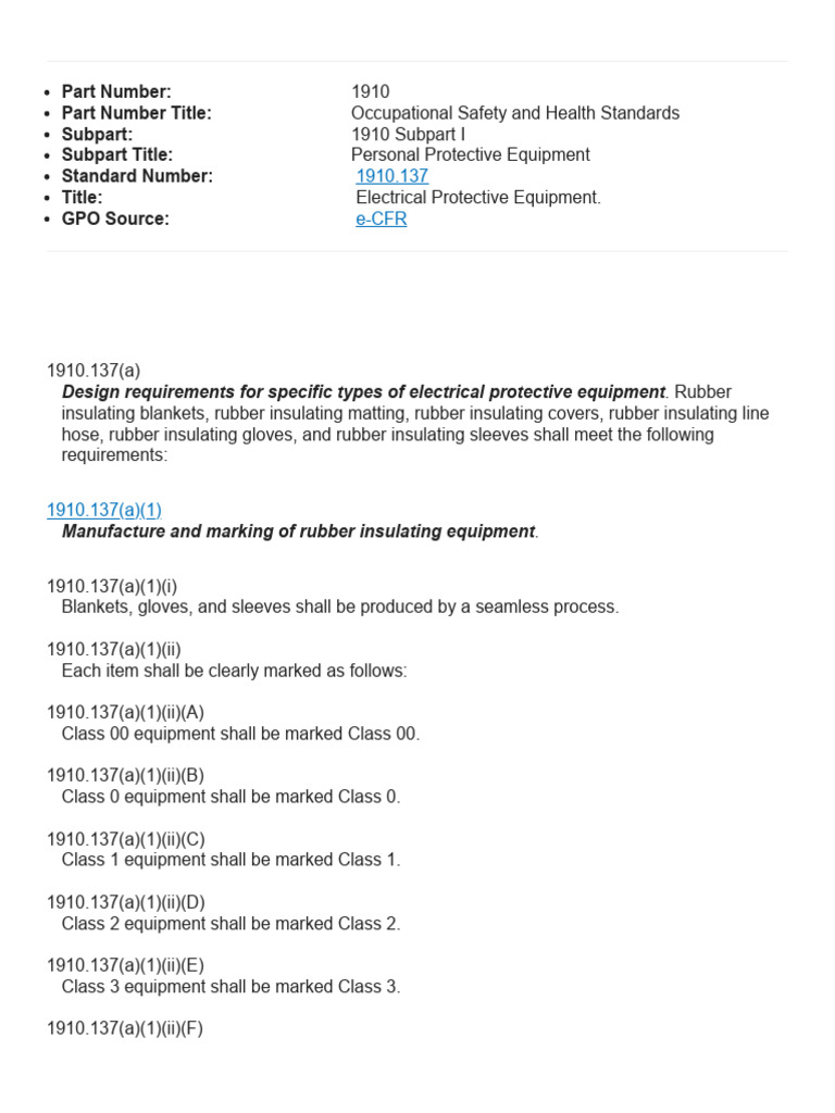 Osha 1910 137 electrical protective equipment download free pdf