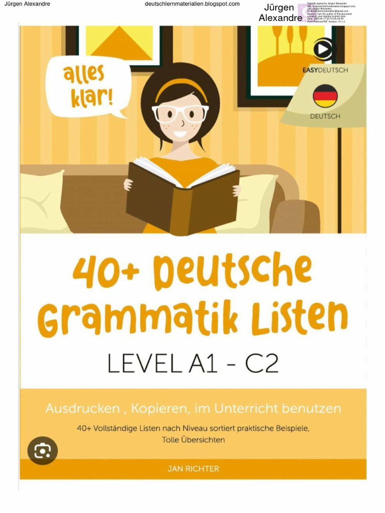 40+ Deutsche Grammatik Listen A1 - C2 | PDF