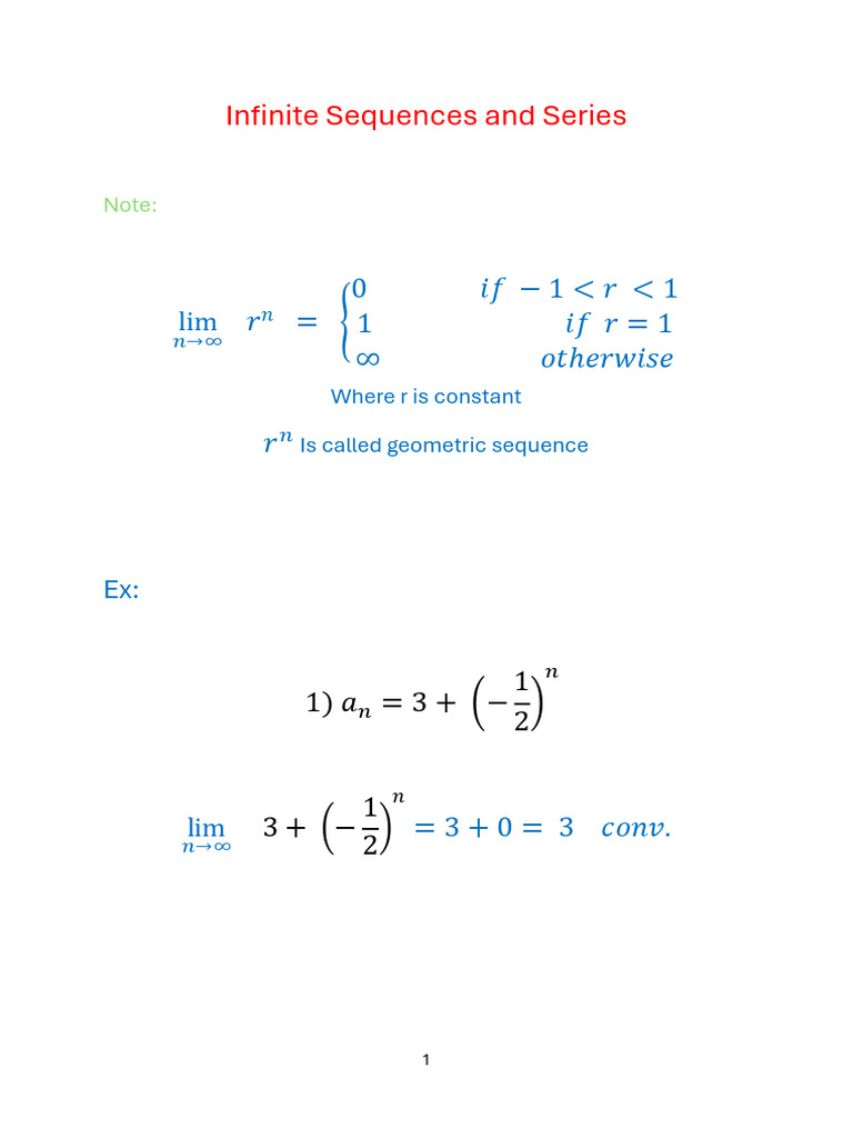Infinite Sequences and Series Limits | PDF
