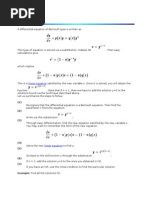 Bernoulli Equations: Linear Equation