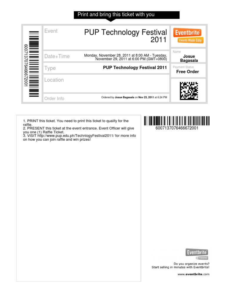 PUP Technology Festival 2011 Ticket | PDF