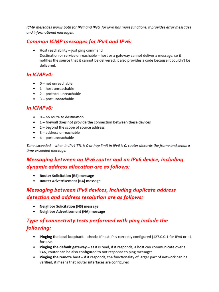 Understanding ICMP Messages in IPv4 and IPv6 | PDF