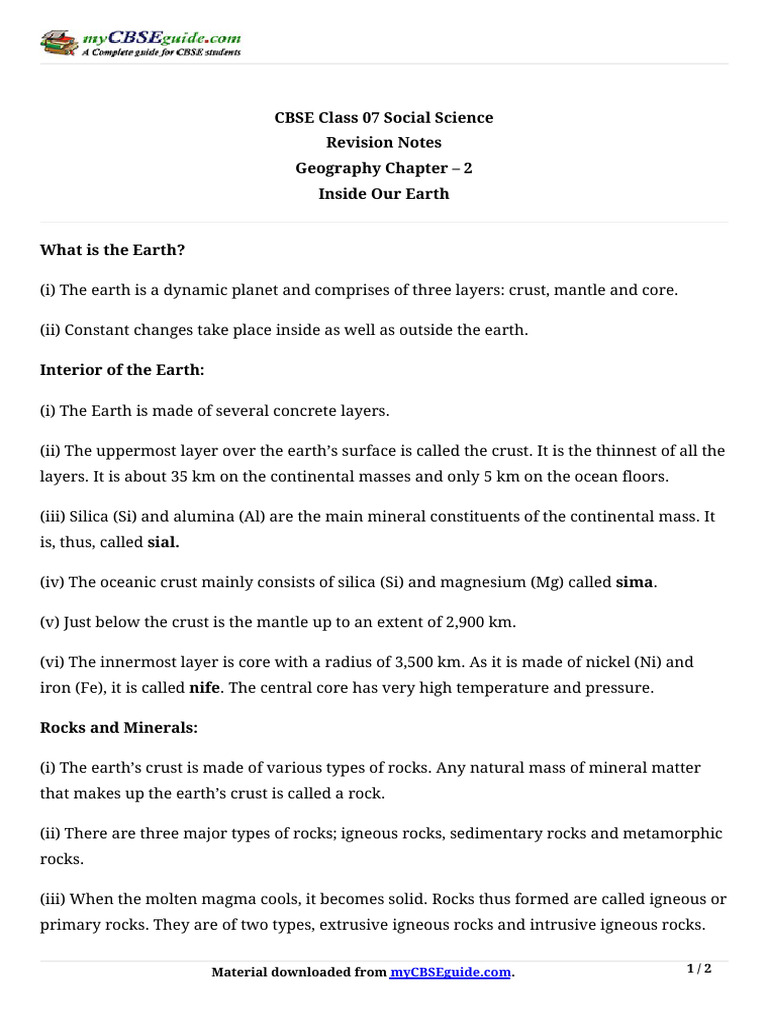 07_social_science_geography_key_notes_ch02_inside_our_earth Download