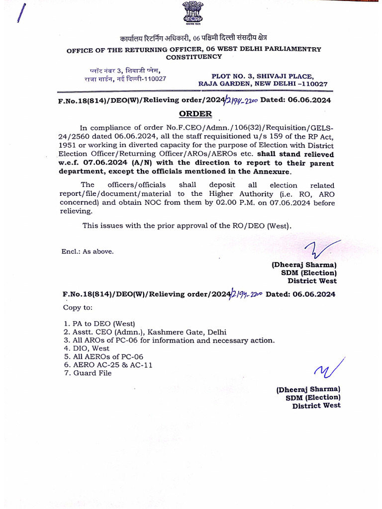 Stand Relieved Orders - 240606 - 193014 | PDF