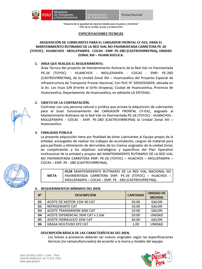 Adquisición de Lubricantes para Mantenimiento Vial | PDF | Parentesco ...
