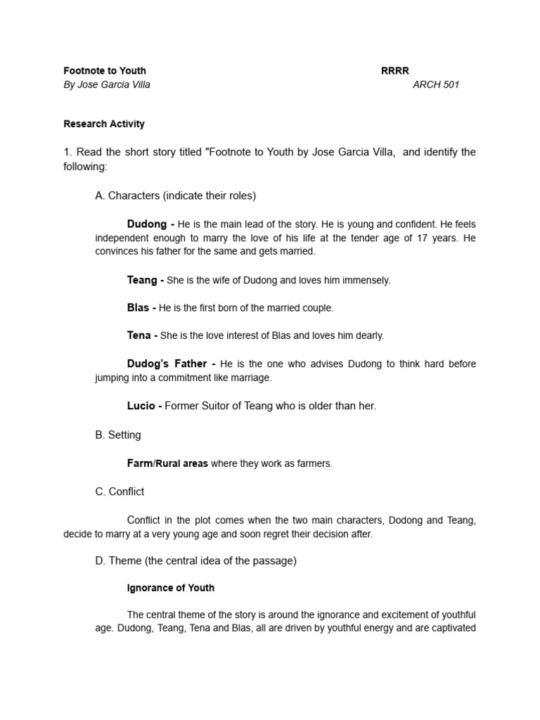 Footnote To Youth - Research Activity | PDF | Narration