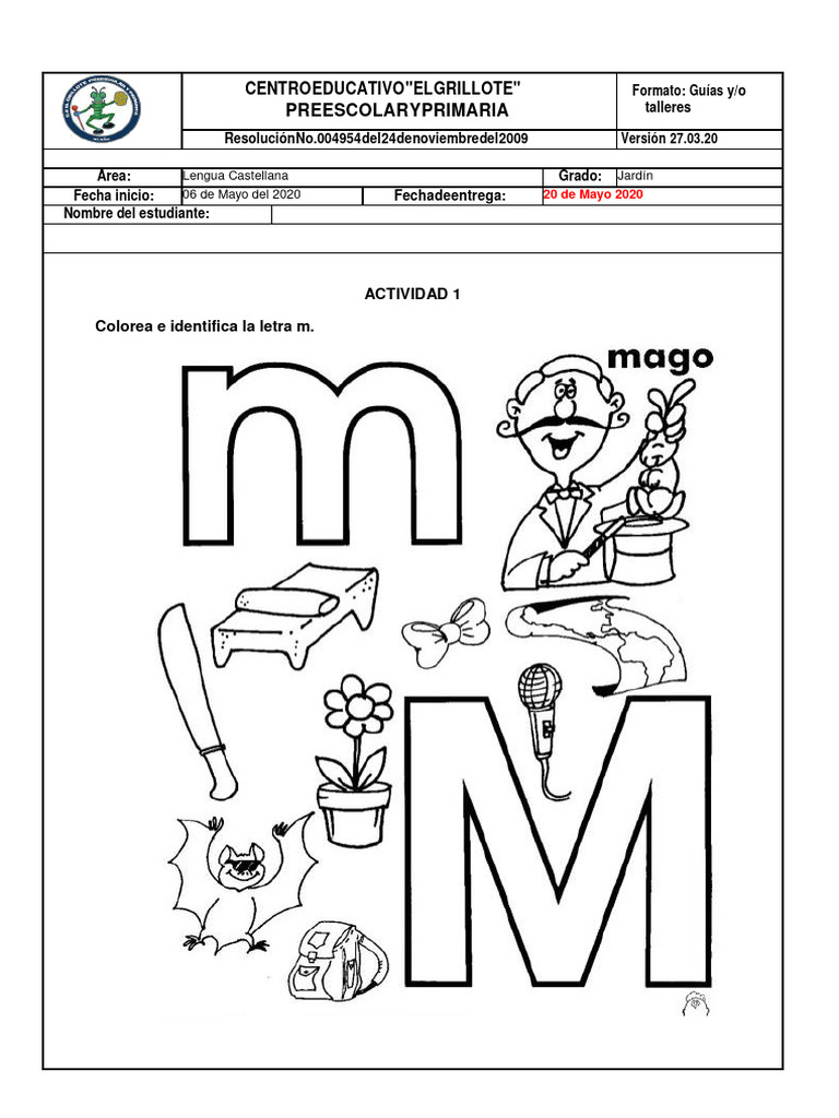 Actividades Preescolares con la Letra M | PDF | Artes del Lenguaje y ...