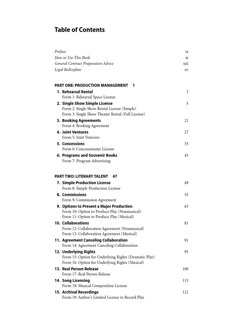 Business and legal forms for theater toc pdf business law