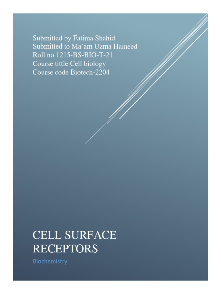 Cell Surface Receptor1 | PDF | Cell Signaling | Signal Transduction