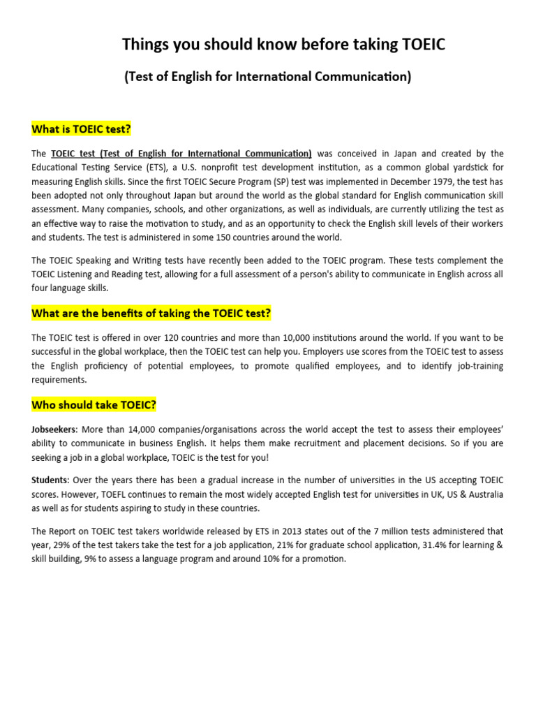 Taking TOEIC | PDF | Question | Test Of English As A Foreign Language