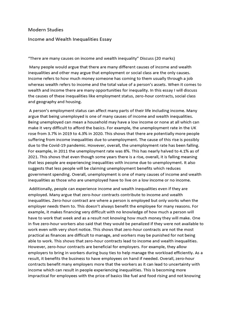 Essay Example - Income and Wealth Inequalities | PDF | Economic ...