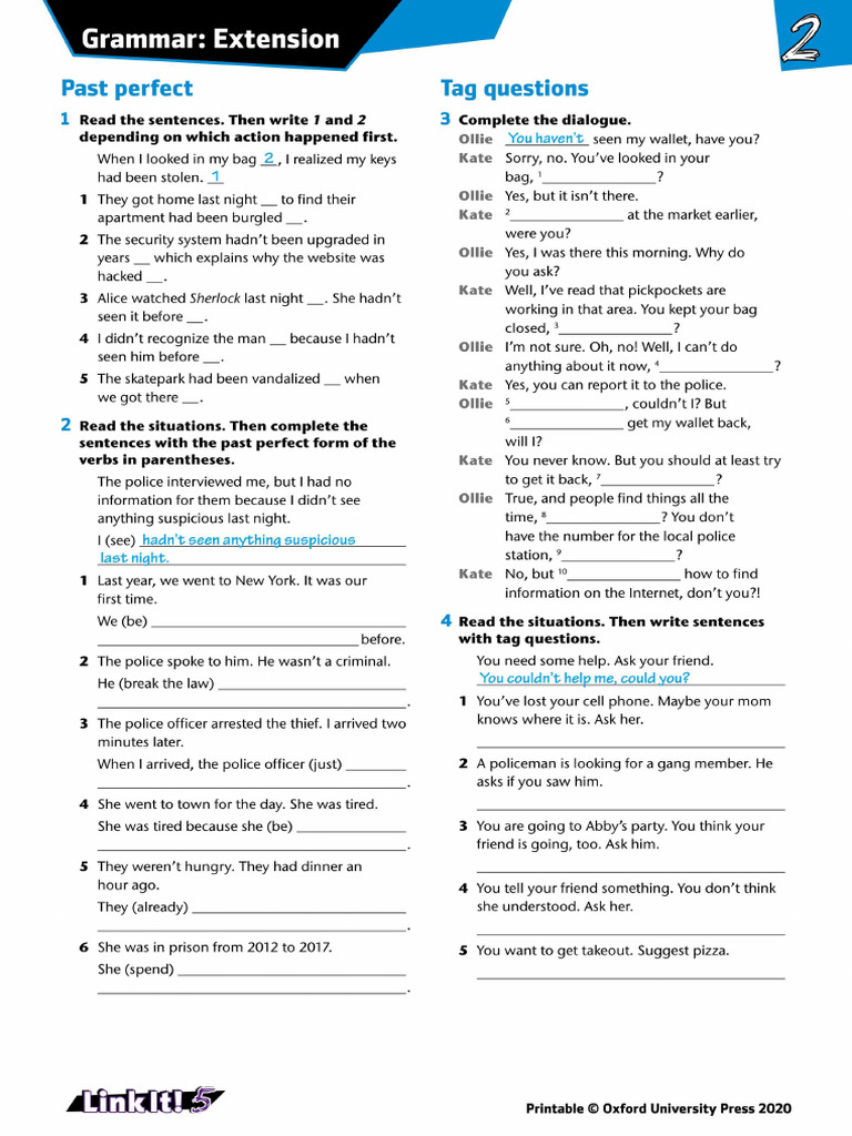 Link It 5 - Unit 2 - Grammar Extension | PDF