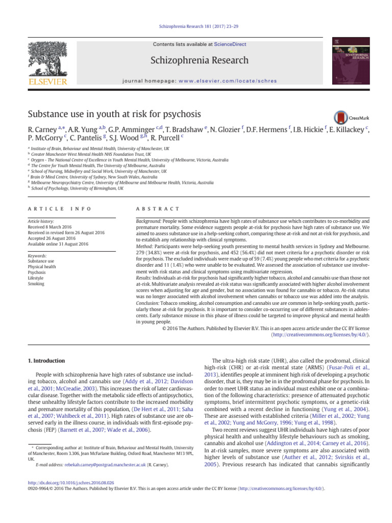 Youth Substance Use and Psychosis Risk | PDF | Psychosis | Schizophrenia