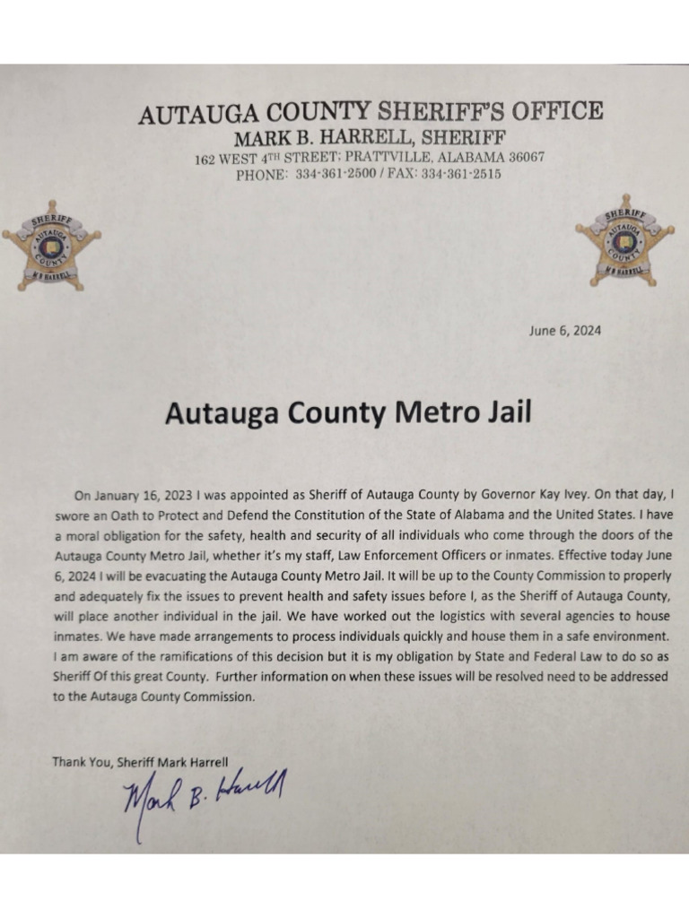Autauga County Metro Jail Notice PDF