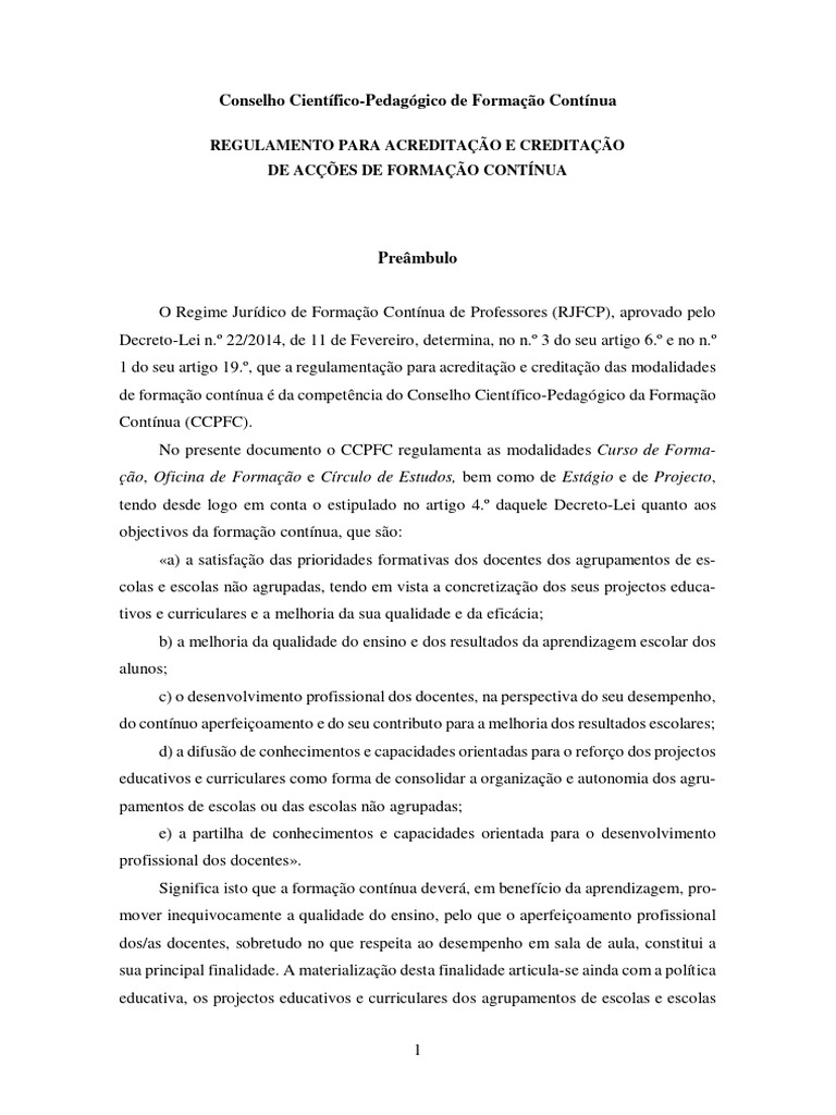 Regulamento de Formação Contínua para Professores | PDF | Tecnologia ...