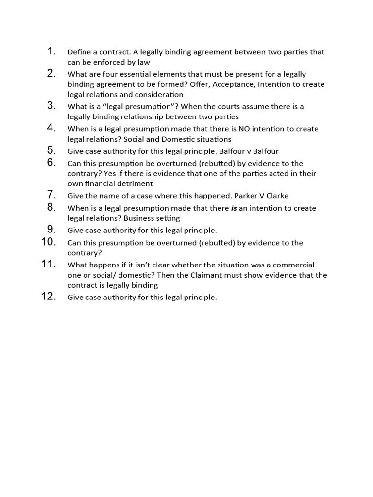 Essential Elements of Legally Binding Contracts | PDF