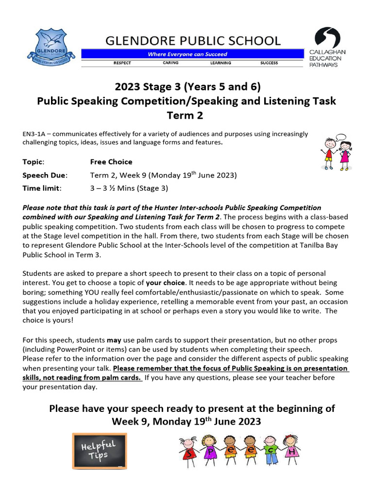 Stage 3 Public Speaking Guidelines | PDF | Public Speaking | Human ...