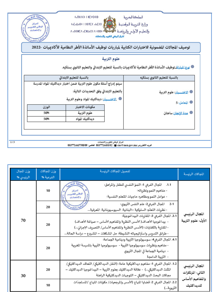 توصيف علوم التربية | PDF