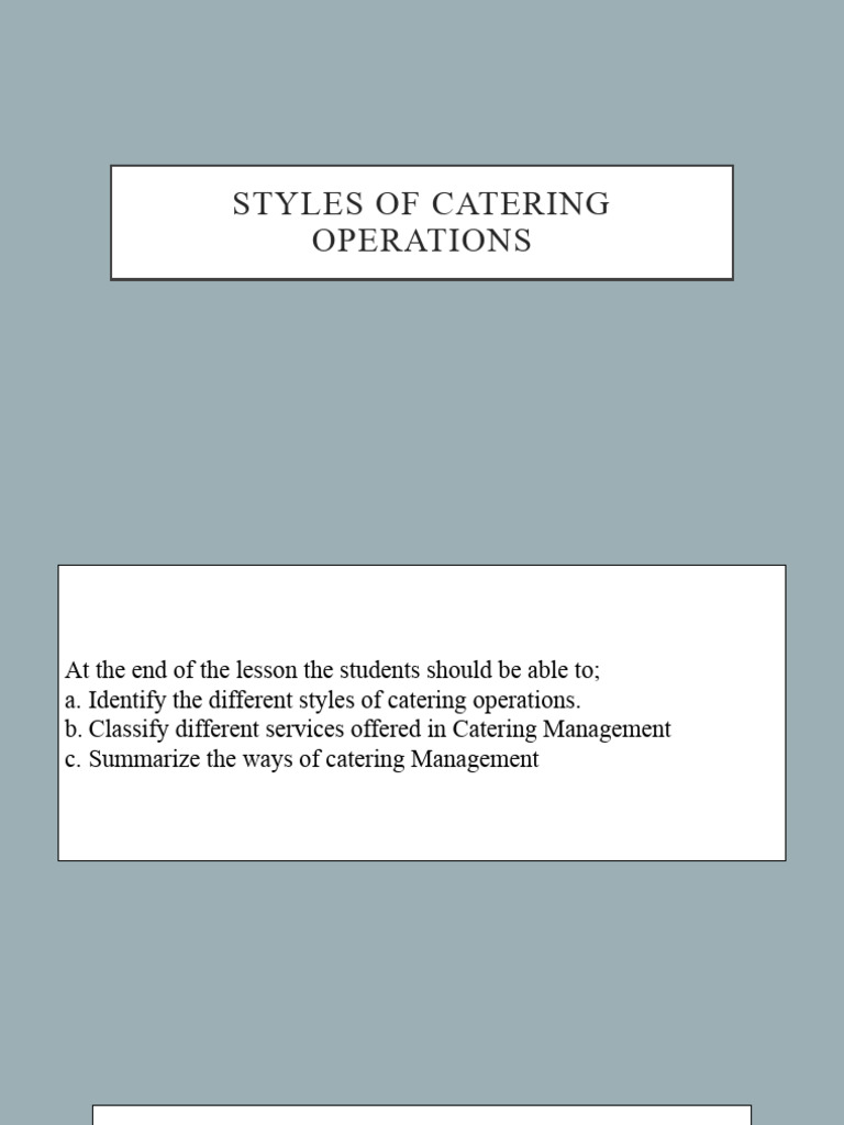 Catering Management - L2 | PDF | Foodservice | Restaurants