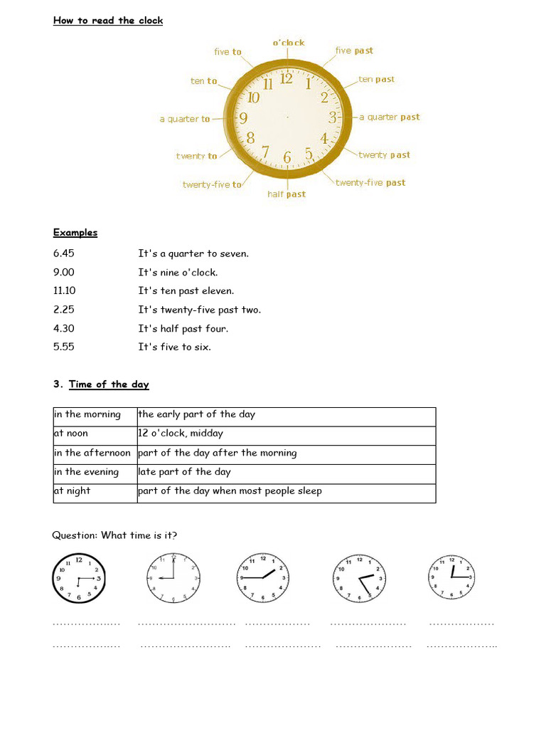 How To Read The Clock Daffa | PDF | Language Arts & Discipline