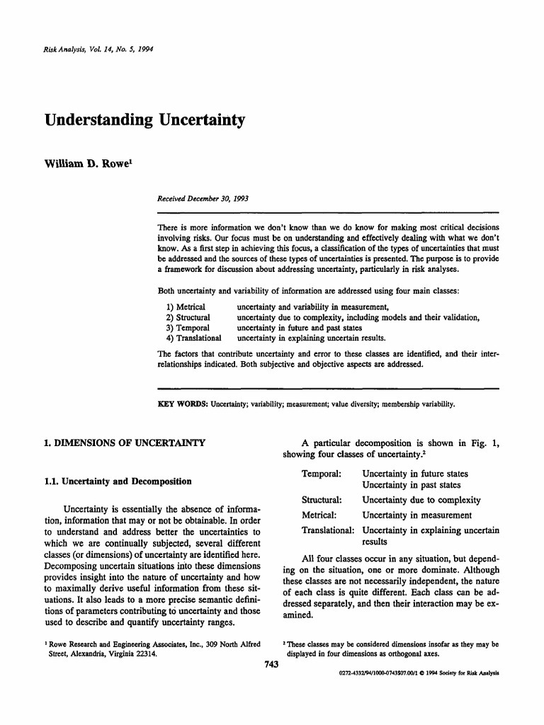 Understanding Uncertainty in Risk Analysis | PDF | Uncertainty | Risk