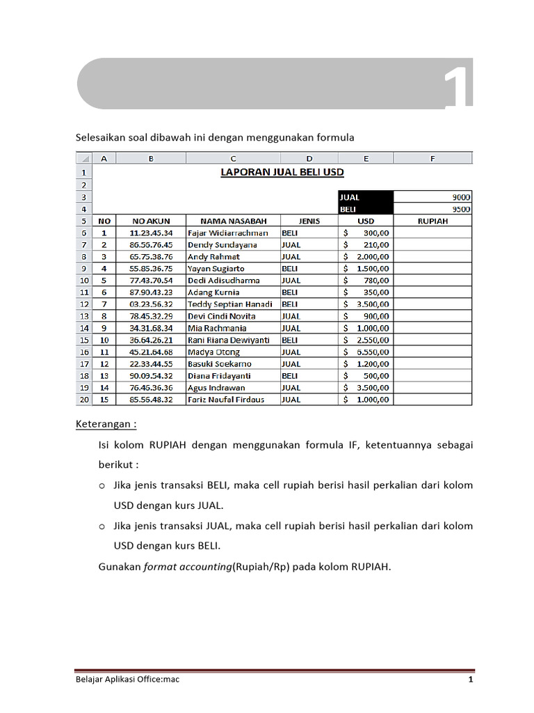 Materi latihan excel pdf
