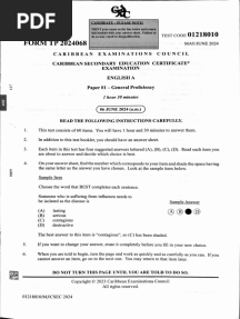 CSEC English A Paper 1 June 2024
