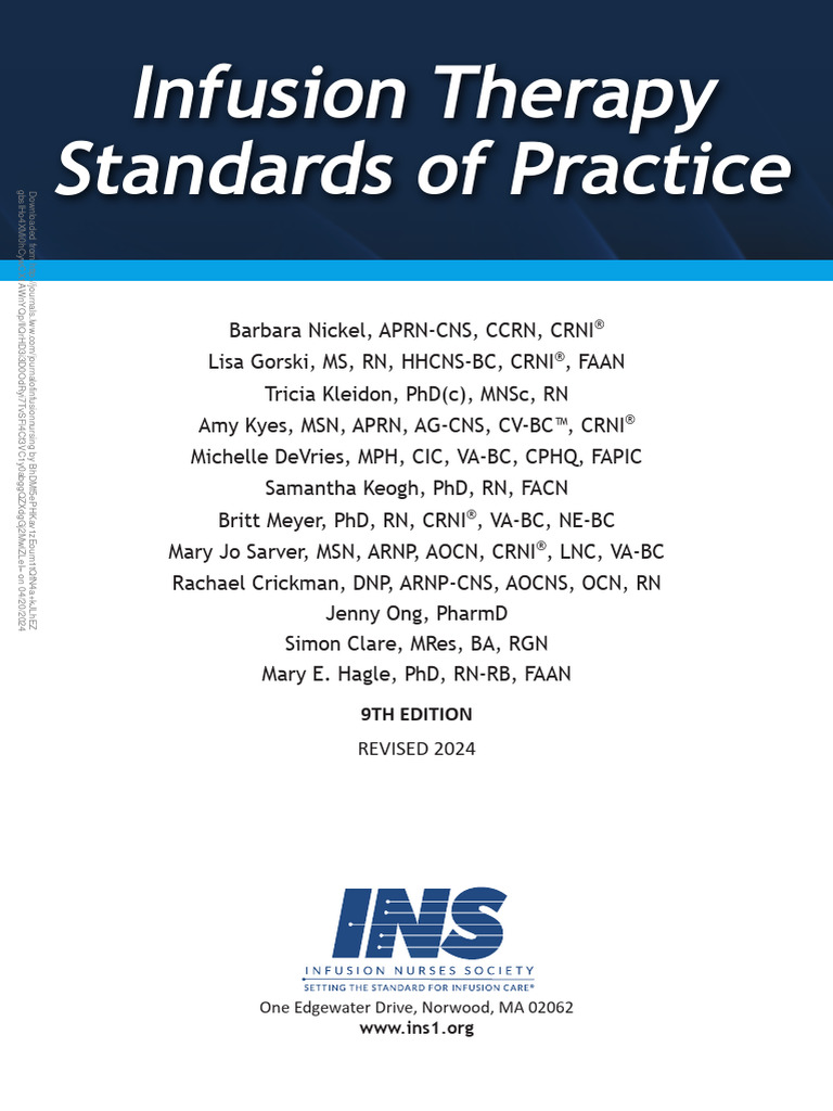 Infusion Therapy Standards of Practice, 9th.1 Download Free PDF Intravenous Therapy Nursing