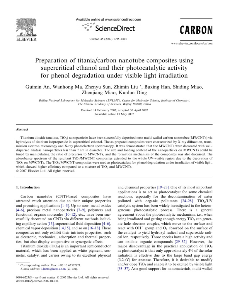 3 - OK TiO2 CNT Photocatal | PDF | Titanium Dioxide | Carbon Nanotube